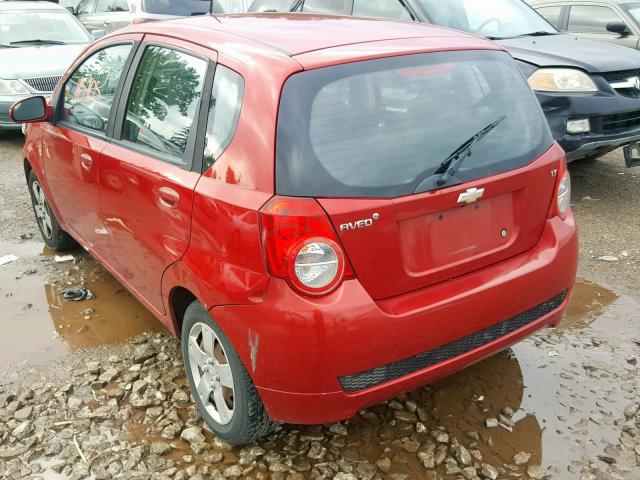 KL1TD66E69B611490 - 2009 CHEVROLET AVEO LS RED photo 3