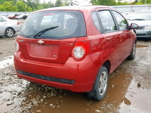 KL1TD66E69B611490 - 2009 CHEVROLET AVEO LS RED photo 4