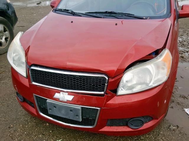 KL1TD66E69B611490 - 2009 CHEVROLET AVEO LS RED photo 9