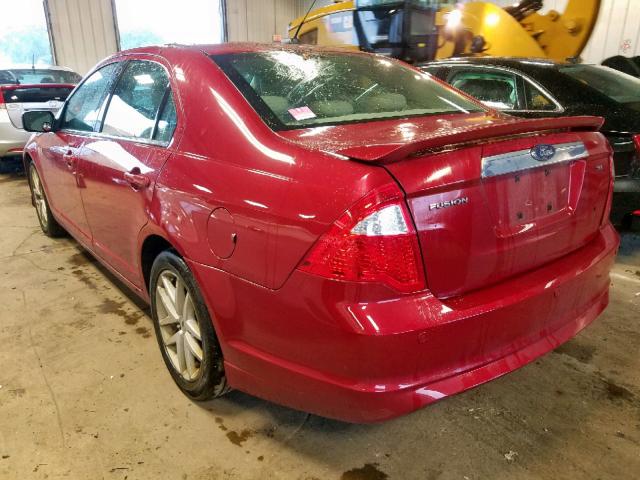 3FAHP0JA4AR259944 - 2010 FORD FUSION SEL RED photo 3