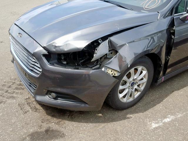 3FA6P0G74FR280058 - 2015 FORD FUSION S GRAY photo 9