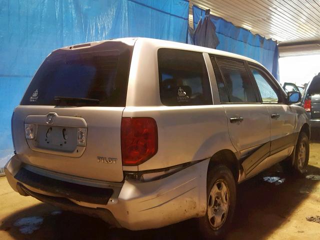 2HKYF181X4H541649 - 2004 HONDA PILOT LX SILVER photo 4