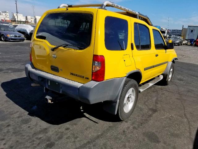 5N1ED28T11C558195 - 2001 NISSAN XTERRA XE YELLOW photo 4