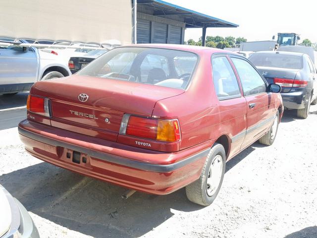 JT2EL43S4P0306834 - 1993 TOYOTA TERCEL DX RED photo 4