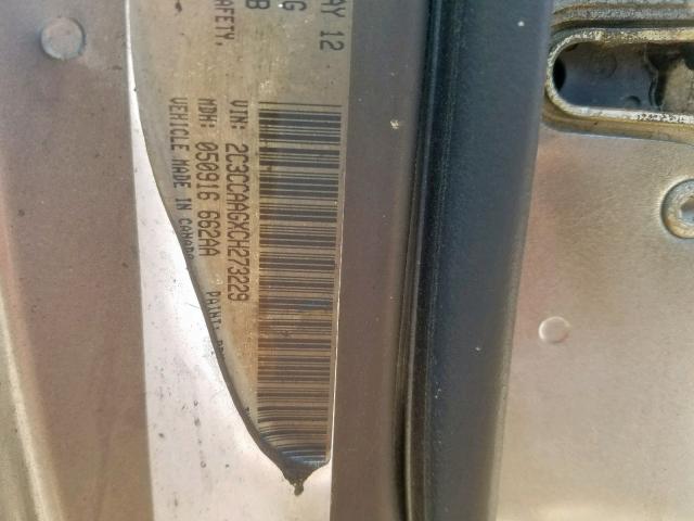 2C3CCAAGXCH273229 - 2012 CHRYSLER 300 GRAY photo 10