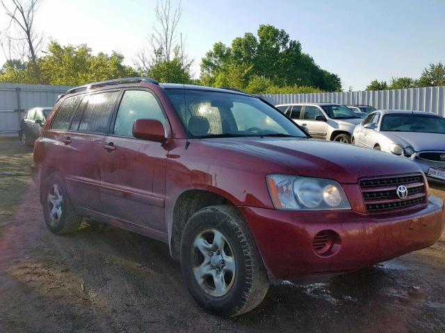 JTEGD21A630059348 - 2003 TOYOTA HIGHLANDER MAROON photo 1