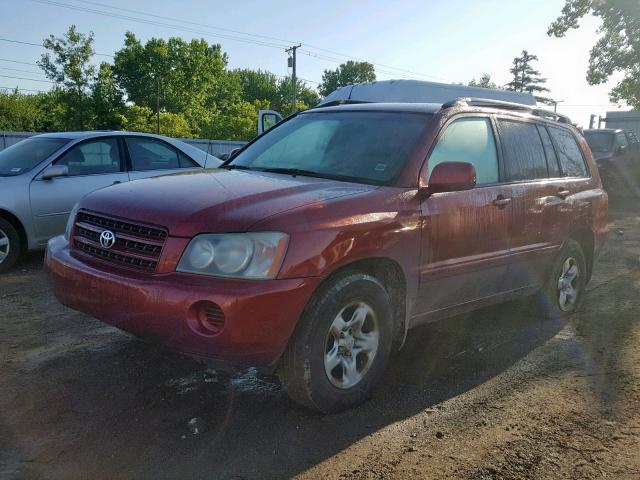 JTEGD21A630059348 - 2003 TOYOTA HIGHLANDER MAROON photo 2