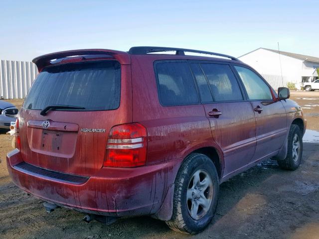 JTEGD21A630059348 - 2003 TOYOTA HIGHLANDER MAROON photo 4