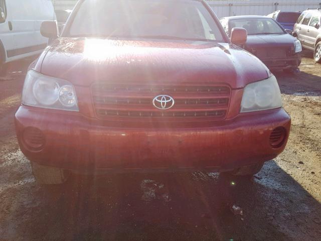 JTEGD21A630059348 - 2003 TOYOTA HIGHLANDER MAROON photo 9