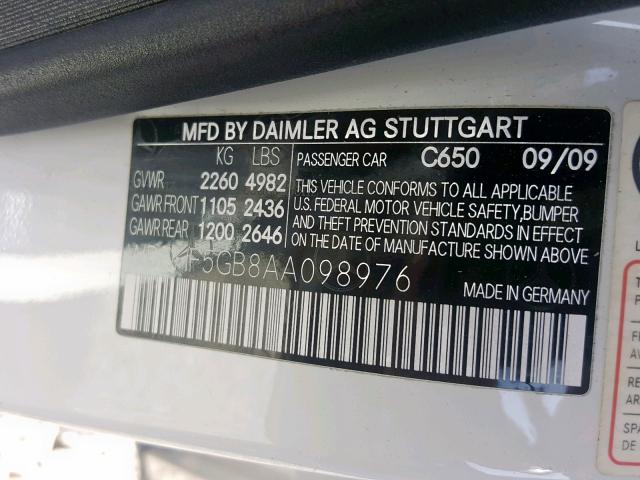 WDDHF5GB8AA098976 - 2010 MERCEDES-BENZ E 350 WHITE photo 10