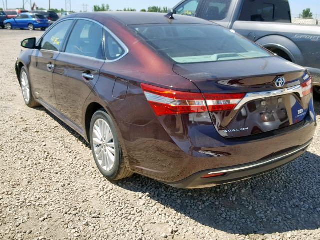 4T1BD1EB7EU030301 - 2014 TOYOTA AVALON HYB MAROON photo 3