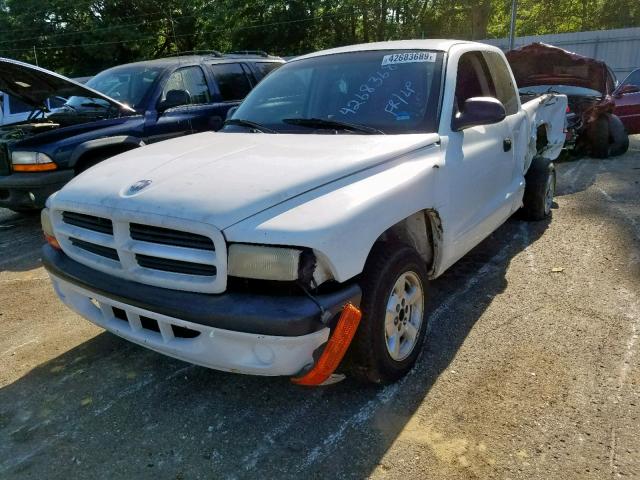 1B7GL22X61S162197 - 2001 DODGE DAKOTA WHITE photo 2