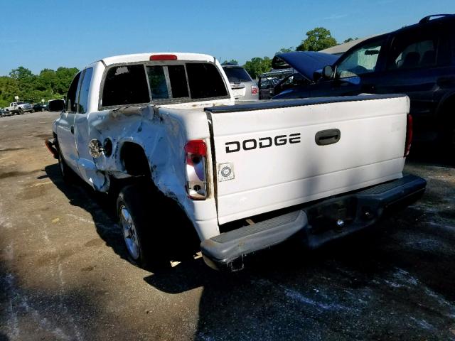 1B7GL22X61S162197 - 2001 DODGE DAKOTA WHITE photo 3