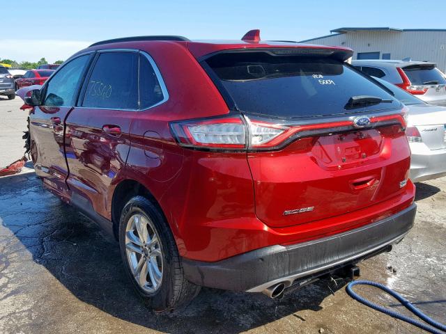 2FMTK3J95FBC16435 - 2015 FORD EDGE SEL RED photo 3