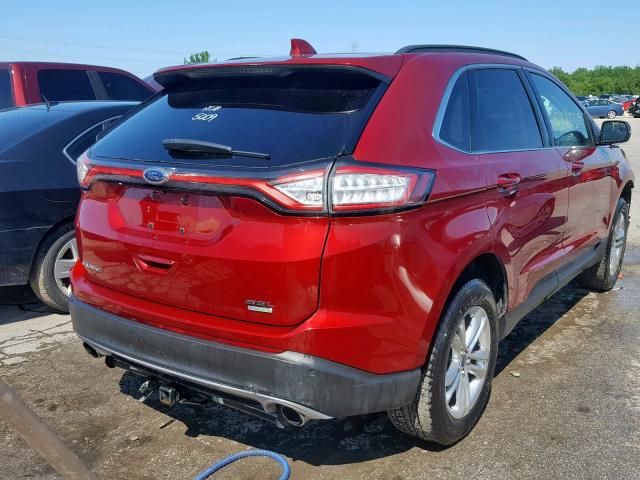 2FMTK3J95FBC16435 - 2015 FORD EDGE SEL RED photo 4