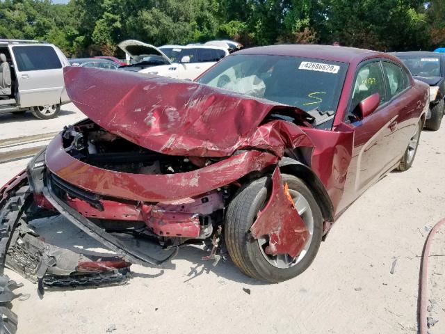 2C3CDXHG3JH166624 - 2018 DODGE CHARGER SX MAROON photo 2