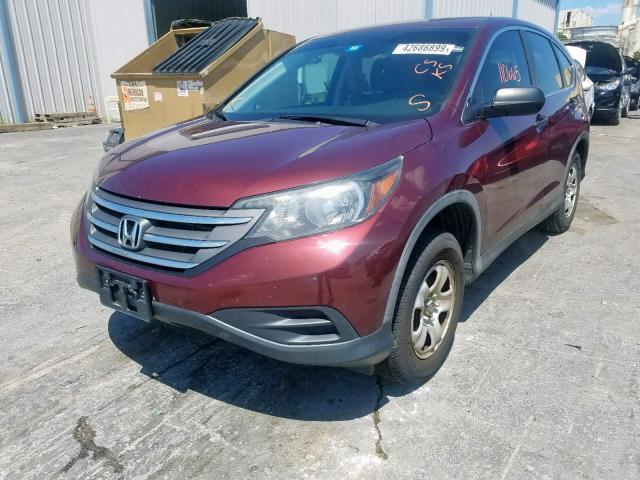 5J6RM3H35DL031786 - 2013 HONDA CR-V LX BURGUNDY photo 2