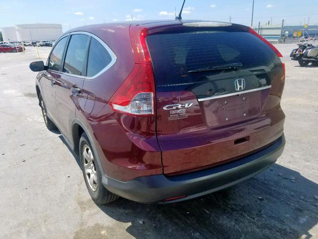 5J6RM3H35DL031786 - 2013 HONDA CR-V LX BURGUNDY photo 3