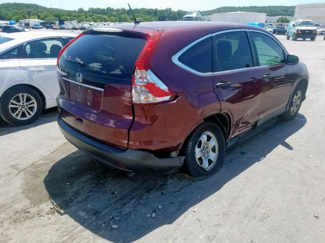 5J6RM3H35DL031786 - 2013 HONDA CR-V LX BURGUNDY photo 4