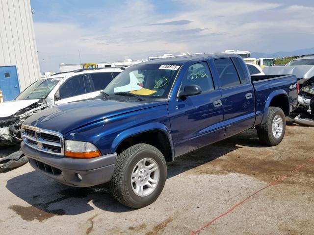 1D7HG38K94S640388 - 2004 DODGE DAKOTA QUA BLUE photo 2