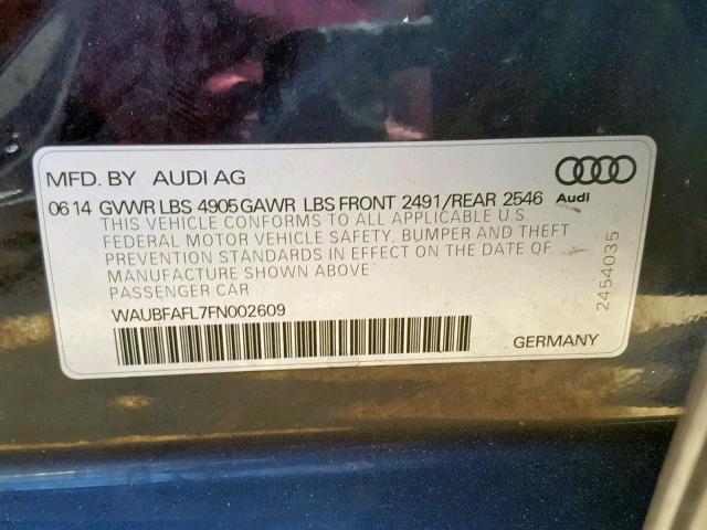 WAUBFAFL7FN002609 - 2015 AUDI A4 PREMIUM BLACK photo 10