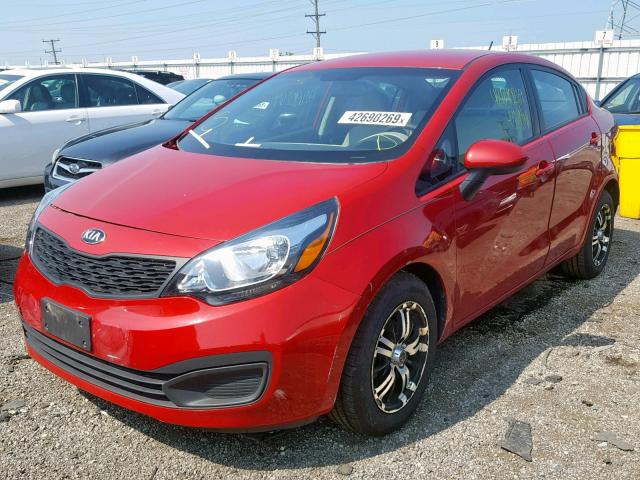 KNADM4A36D6203576 - 2013 KIA RIO LX RED photo 2