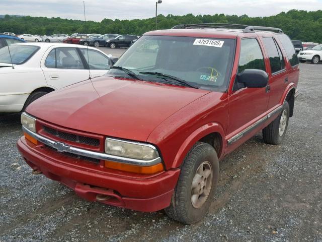 1GNDT13W6V2222415 - 1997 CHEVROLET BLAZER MAROON photo 2