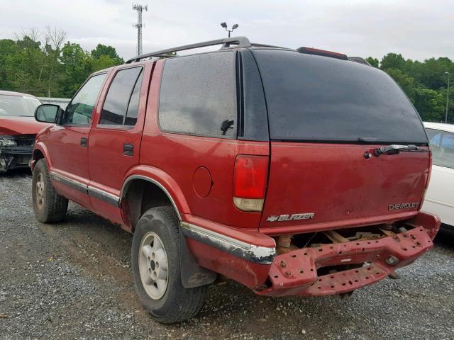 1GNDT13W6V2222415 - 1997 CHEVROLET BLAZER MAROON photo 3