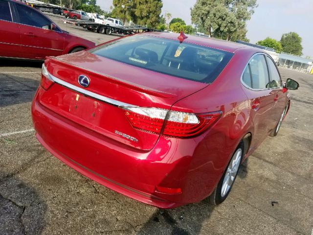 JTHBW1GG7D2003857 - 2013 LEXUS ES 300H RED photo 4