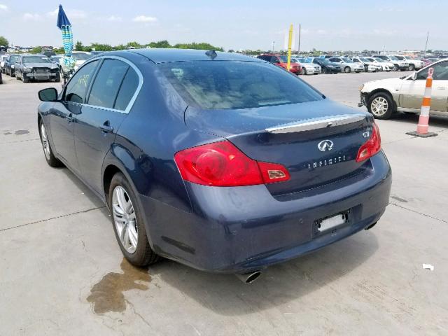 JN1CV6AP0AM401929 - 2010 INFINITI G37 BASE BLUE photo 3