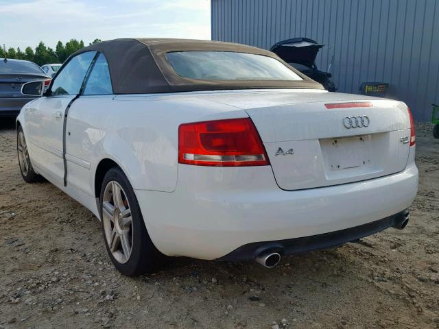 WAUDF48HX8K007827 - 2008 AUDI A4 2.0T CA WHITE photo 3