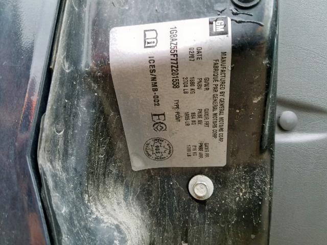 1G8AZ55F77Z201558 - 2007 SATURN ION LEVEL BLACK photo 10