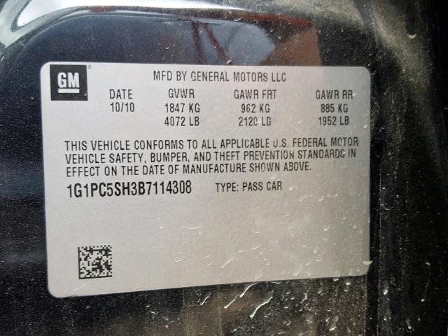 1G1PC5SH3B7114308 - 2011 CHEVROLET CRUZE LS BLACK photo 10