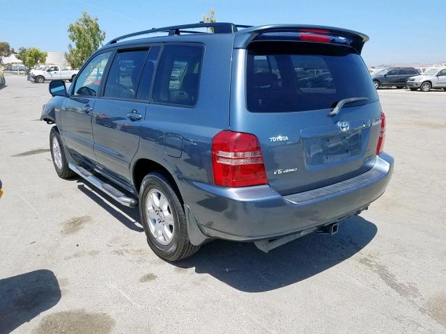 JTEHF21A530135625 - 2003 TOYOTA HIGHLANDER BLUE photo 3