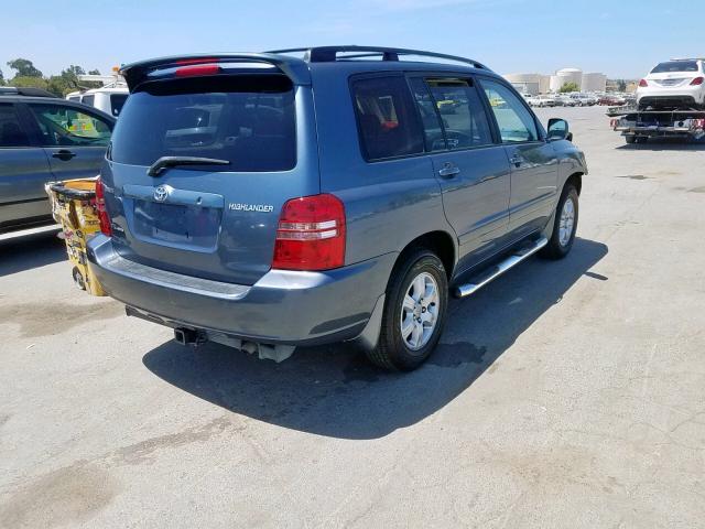 JTEHF21A530135625 - 2003 TOYOTA HIGHLANDER BLUE photo 4