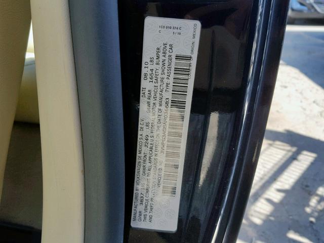 3VWPG3AG8AM036683 - 2010 VOLKSWAGEN NEW BEETLE BLACK photo 10