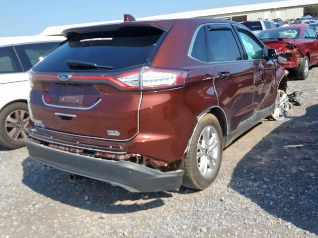 2FMTK3J90FBB72568 - 2015 FORD EDGE SEL RED photo 4