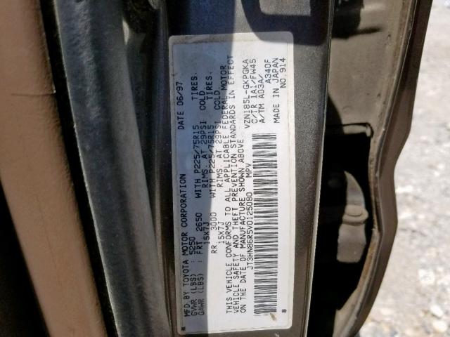 JT3HN86R5V0125080 - 1997 TOYOTA 4RUNNER SR GRAY photo 10