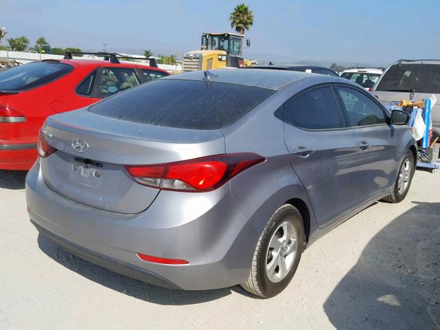 5NPDH4AE2FH561596 - 2015 HYUNDAI ELANTRA SE SILVER photo 4