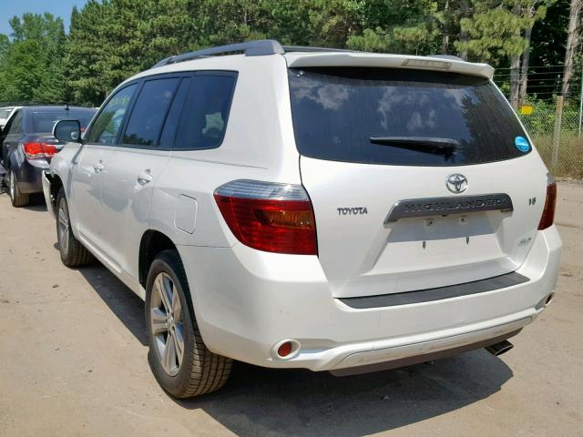 JTEES43AX82057975 - 2008 TOYOTA HIGHLANDER WHITE photo 3