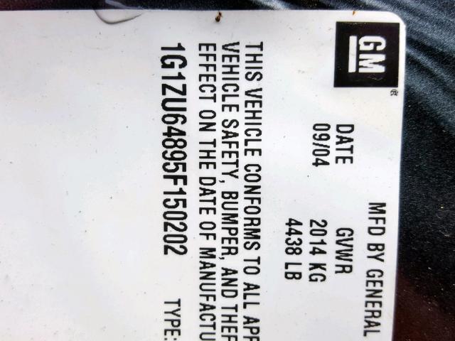 1G1ZU64895F150202 - 2005 CHEVROLET MALIBU MAX 灰色 照片 10