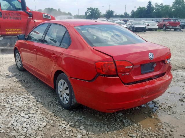 3VW2K7AJ8BM378860 - 2011 VOLKSWAGEN JETTA BASE 红色 照片 3