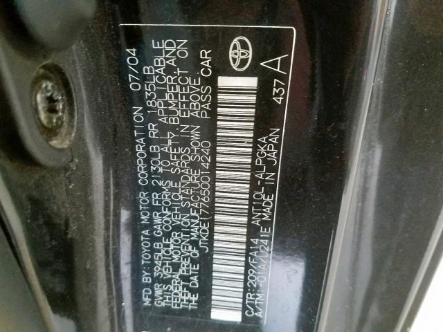 JTKDE177650014240 - 2005 TOYOTA SCION TC 黑色 照片 10