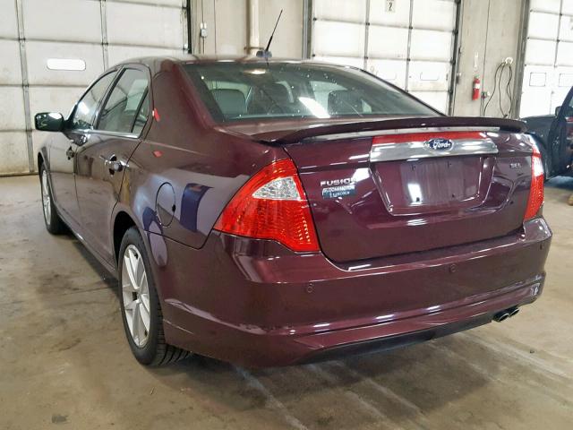 3FAHP0JA2CR450412 - 2012 FORD FUSION SEL MAROON photo 3