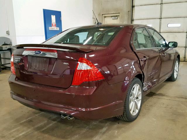 3FAHP0JA2CR450412 - 2012 FORD FUSION SEL MAROON photo 4