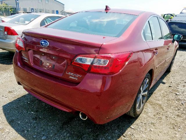 4S3BNEN62H3044368 - 2017 SUBARU LEGACY 3.6 RED photo 4