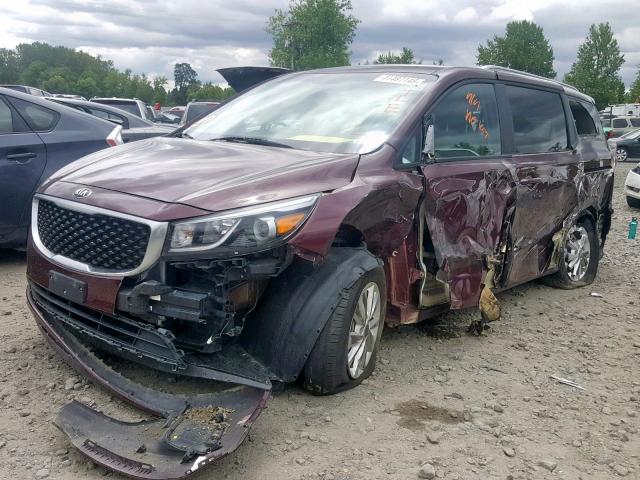 KNDMB5C17F6051837 - 2015 KIA SEDONA LX MAROON photo 2