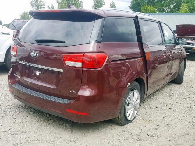 KNDMB5C17F6051837 - 2015 KIA SEDONA LX MAROON photo 4