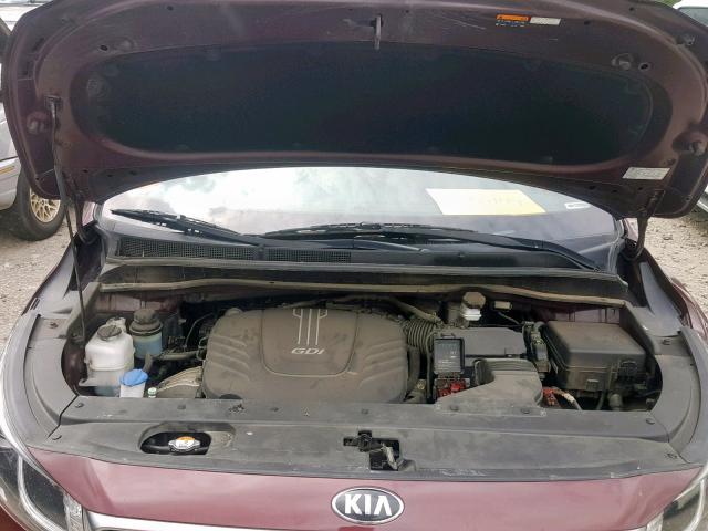 KNDMB5C17F6051837 - 2015 KIA SEDONA LX MAROON photo 7