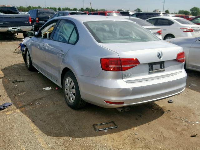 3VW2K7AJ6FM324317 - 2015 VOLKSWAGEN JETTA BASE SILVER photo 3